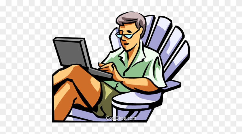 Man Working On A Laptop Computer Royalty Free Vector - Sitting #1362283