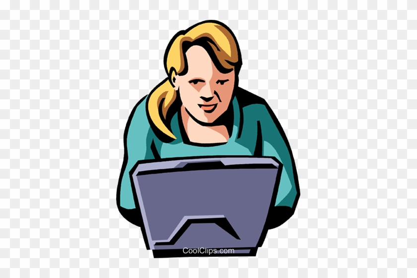 Woman Working On A Laptop Royalty Free Vector Clip - Woman Working On A Laptop Royalty Free Vector Clip #1362291