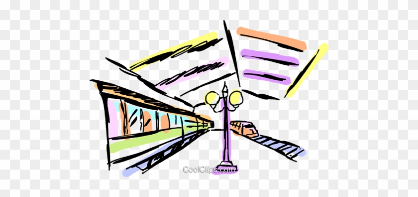 Subway Station Royalty Free Vector Clip Art Illustration - Train #1362307