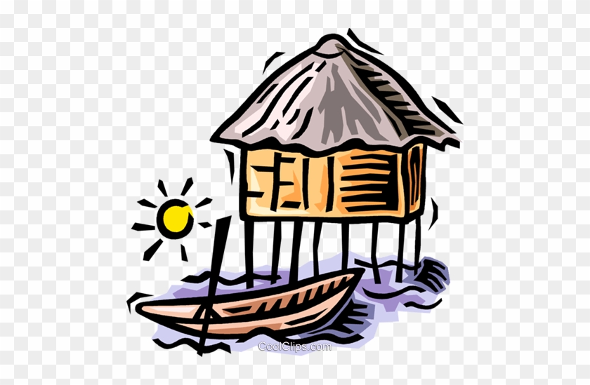 Huts Royalty Free Vector Clip Art Illustration - Building #1362355