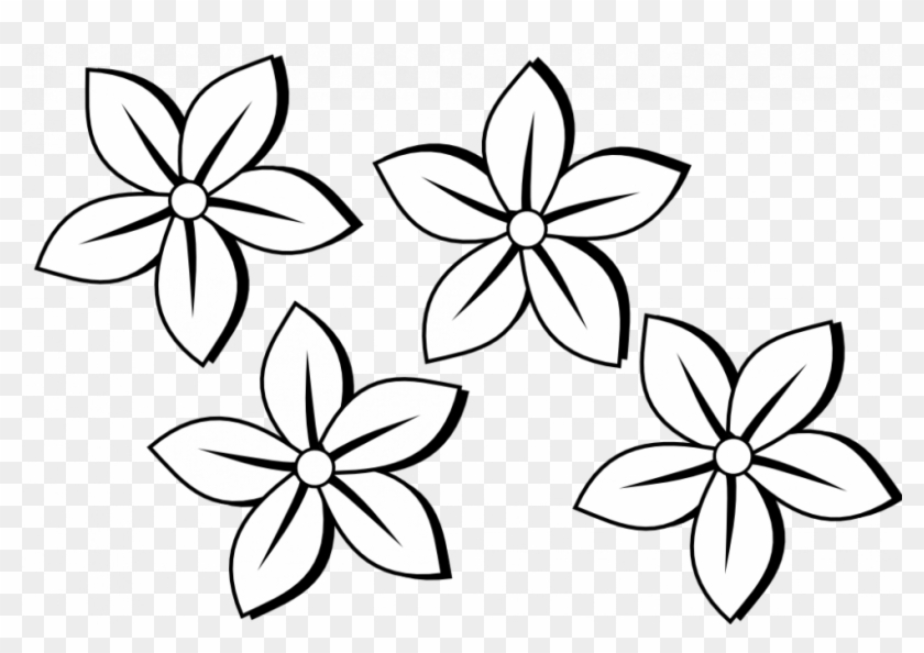 Clip Art Black And White Stock Cosmos Drawing Realistic - Drawing Black And White Flowers #1362619