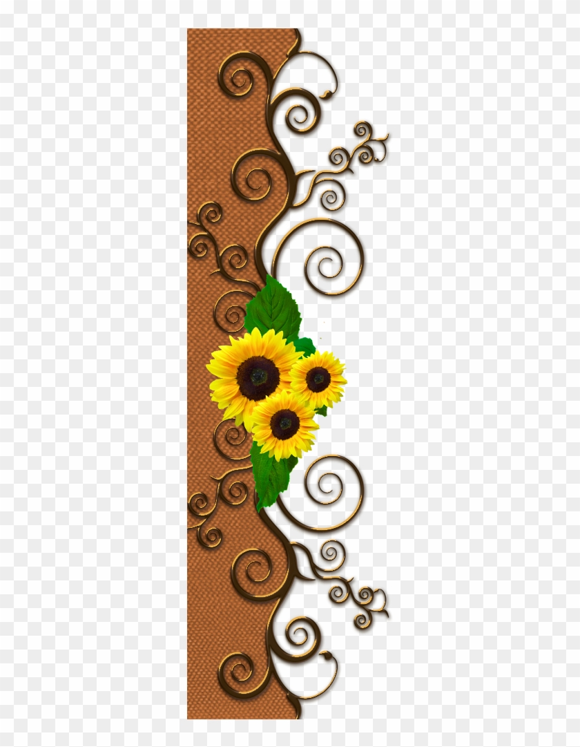 Borders * Cantoneiras * Cluster Sunflower Clipart, - Scrapbooking #1362814