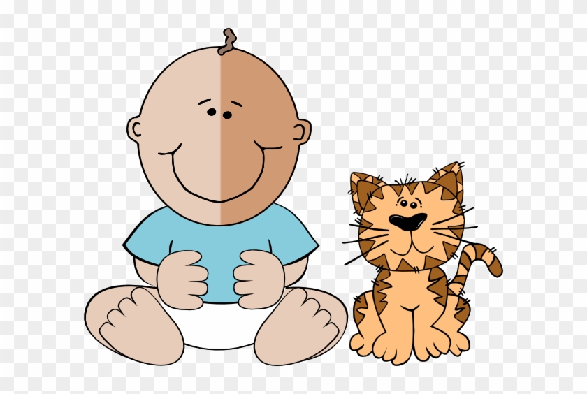 Animated Baby Clip Art - Baby And Cat Clipart #211885