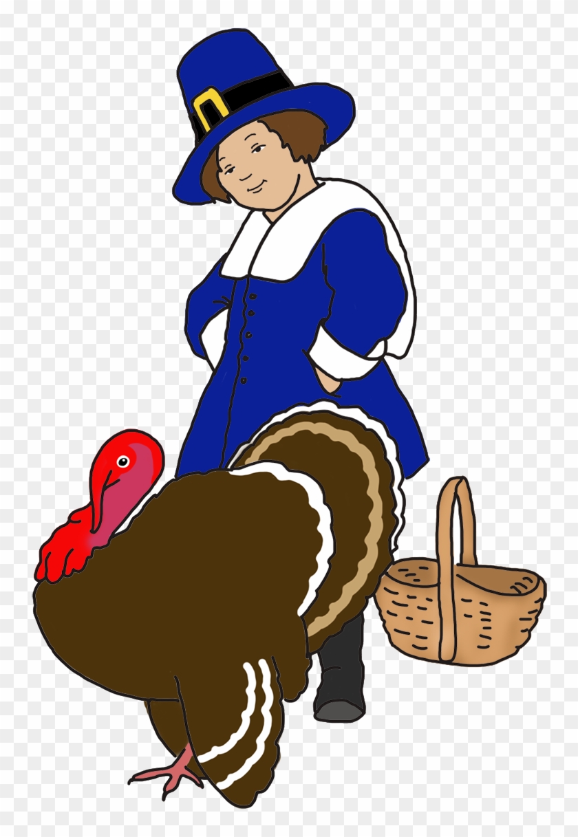 Pilgrim Boy With Basket And Turkey - Thanksgiving #212080