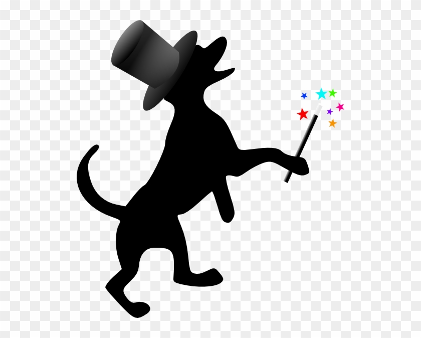 Dog With Hat And Wand Clip Art At Clker - Dog Silhouette Clip Art #212314