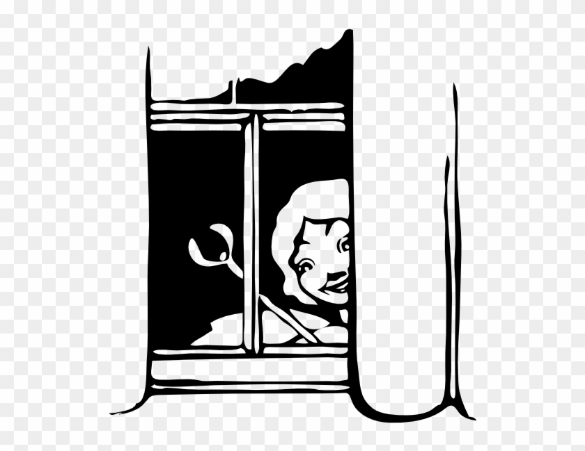 Fairy With Wand Black White Line Art 35 - Peeking In Window Cartoon #212400