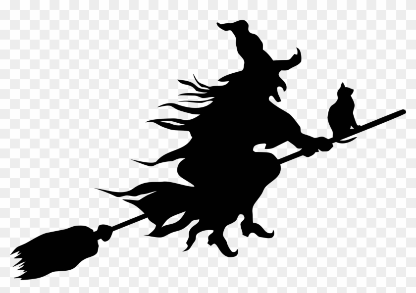 Clip Art Witch Silhouette Clip Art - Witch Flying On A Broom Silhouette #212771