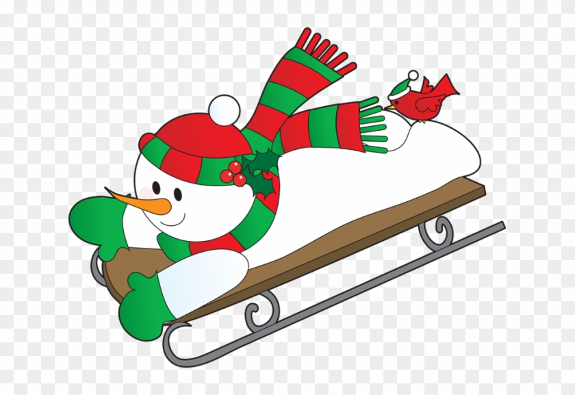 Santa Claus Sledding Snowman Clip Art - Snowman Sledding Clipart #213017