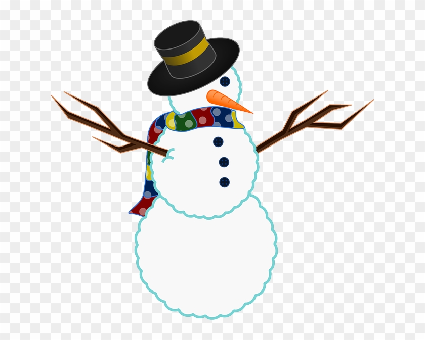 Winter, Snow, Twigs, Buttons, Carrot, Scarf - Snowman Free Clip Art #213844