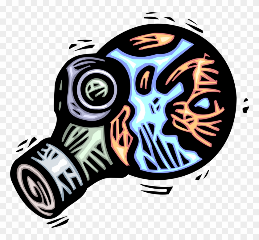 Vector Illustration Of Planet Earth With Gas Mask To - Vector Illustration Of Planet Earth With Gas Mask To #214329