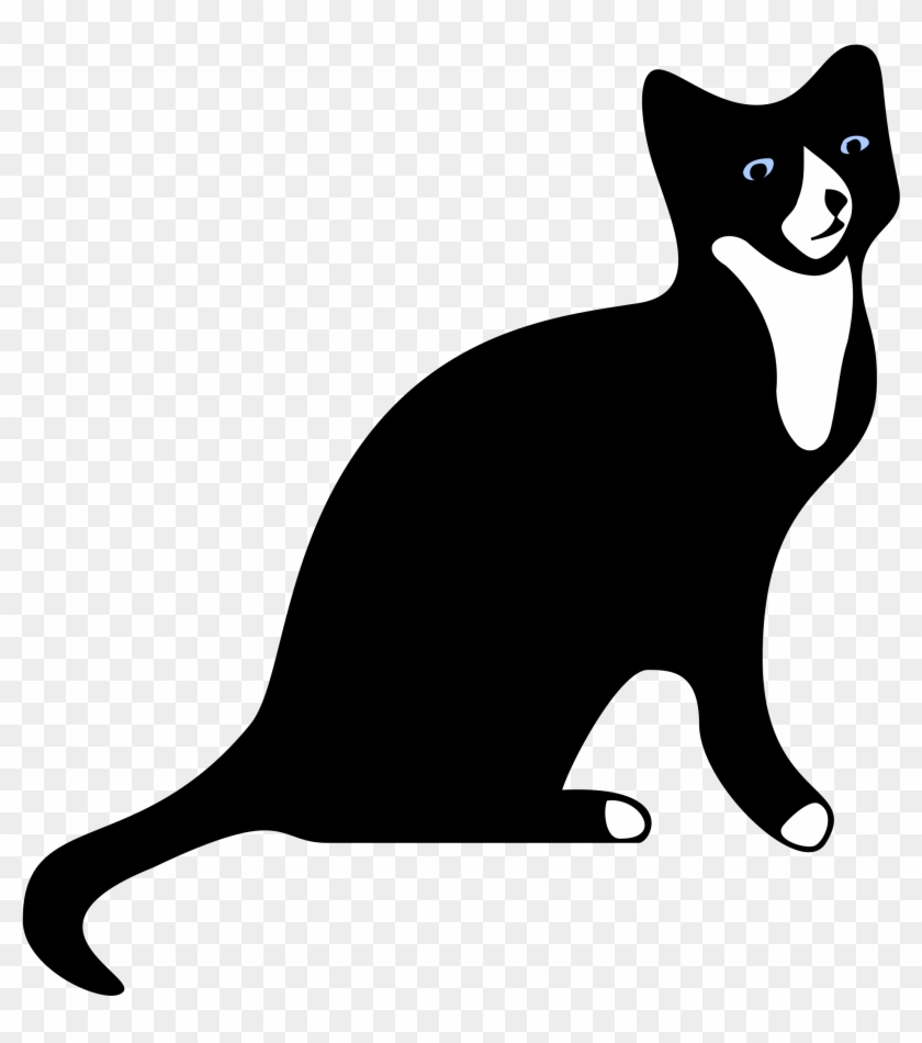 Clipart - Silhouette Black And White Cat #214390