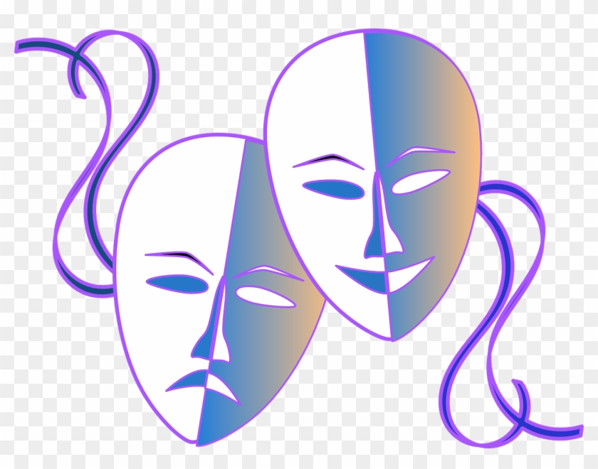 Theatre Masks Clip Art - Drama Mask Black And White #214572