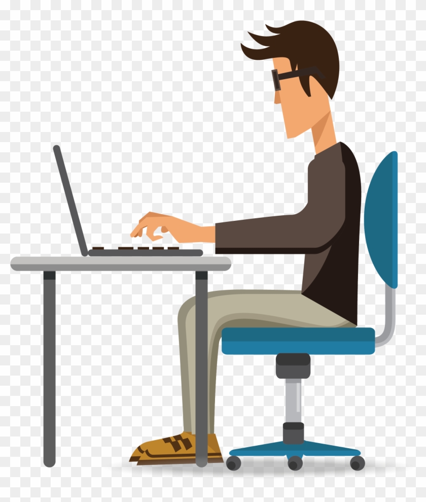 Job Search Dubai - Man Working On Computer Vector #214933