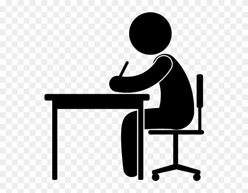 View All Images-1 - Person Sitting At Desk Clipart #215006