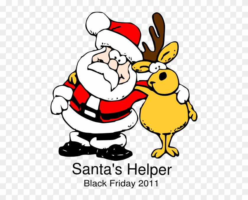 Teacher Helper Clipart - Funny Santa And Reindeer Round Ornament #215153