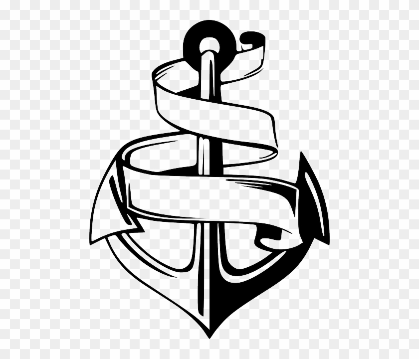 Anchor Nautical Symbol Emblem Banner - Anchor With Banner Png #1362873