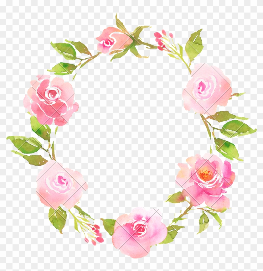 Flower Bohemian Wreath With Roses - Watercolor Wreath Flower Png #1363344