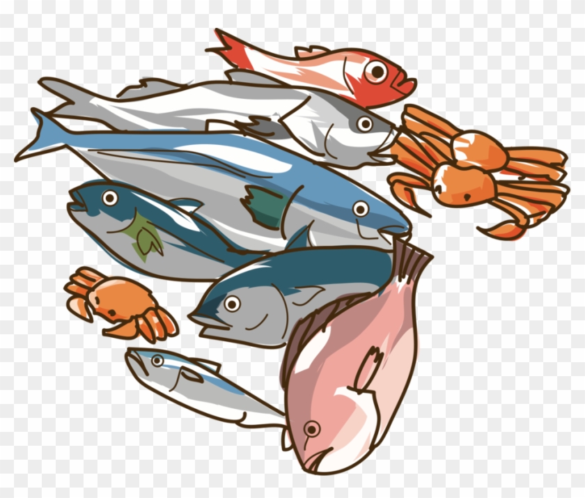 Seafood Fish Japanese Cuisine Sushi Prawn Cocktail - Fish And Shellfish Cartoon Png #1363584