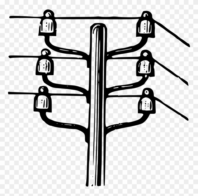 Utility Pole Electricity Overhead Power Line Electric - Power Pole Clipart #1363706