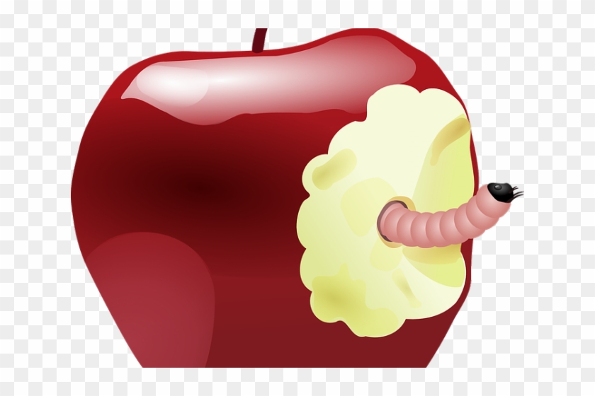 Snow White Clipart Bitten Apple - Apple With Worm #1363906