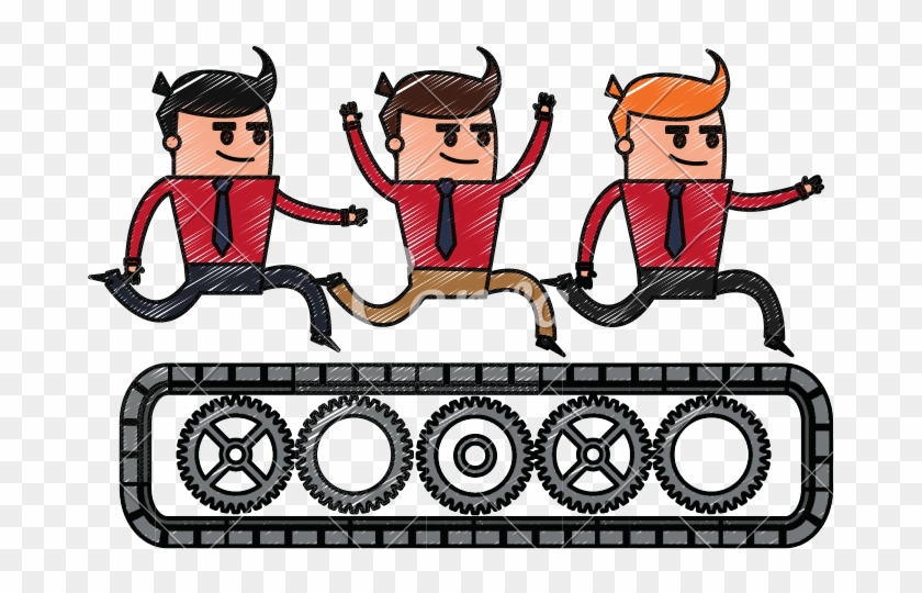 Men On Conveyor Belt - Cartoon #1364037