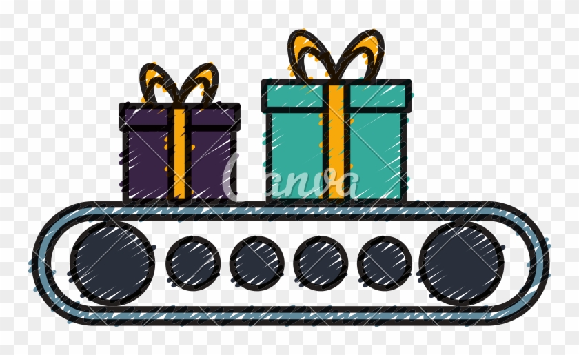 Cardboard Boxes On Conveyor Belts - Cartoon Conveyor Belt #1364051
