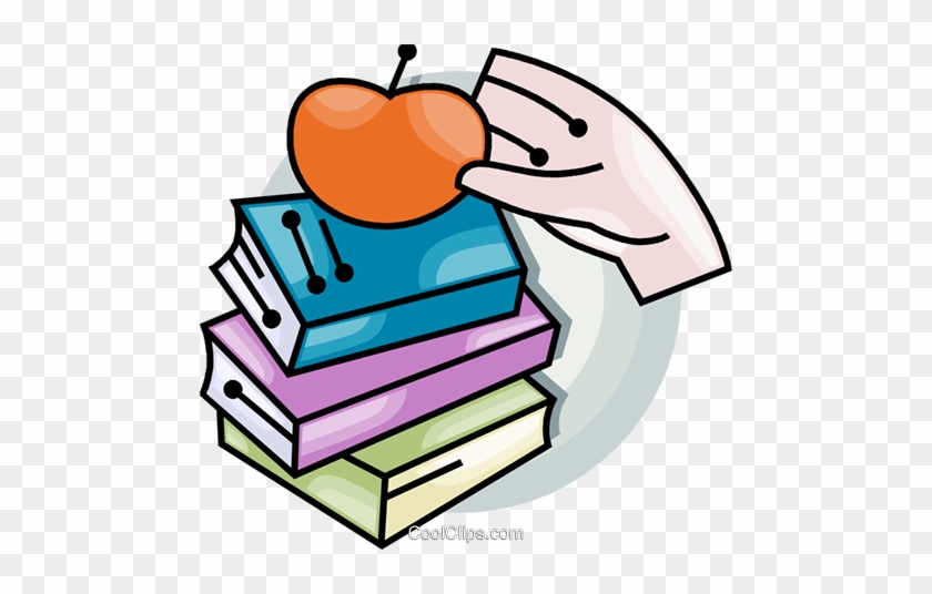 School Books And An Apple Royalty Free Vector Clip - Illustration #1364202