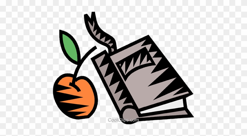 Apple With School Book Royalty Free Vector Clip Art - School #1364222