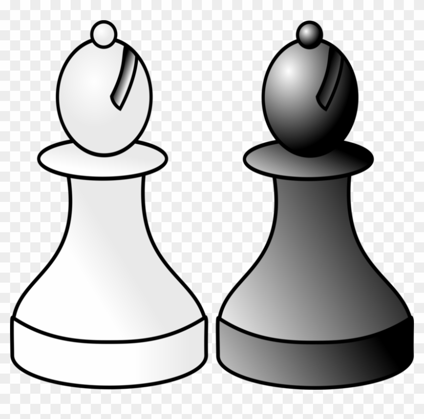 Chess Piece Bishop King Knight - Chess Bishop Black And White #1364364