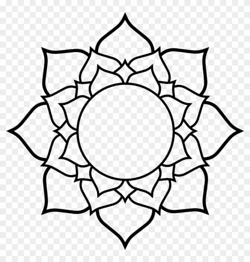 Mandala Clipart Western - Open Lotus Flower Drawing #1364530
