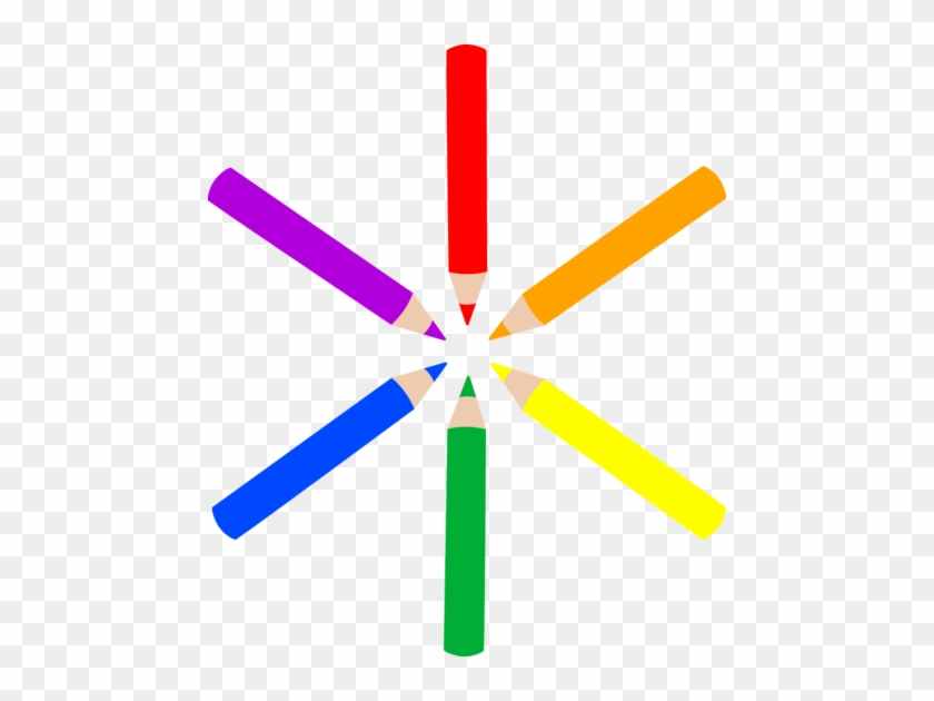 Free Clip Art Of Six Colored Art Pencils In A Circle - Coloured Pencil Clip Art #1364928
