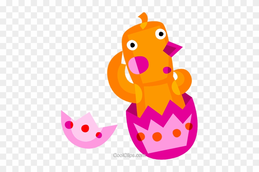 Easter Chicks With Eggs Royalty Free Vector Clip Art - Chicken #1364942