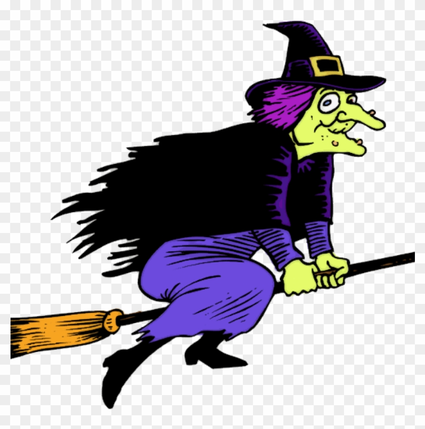 Witch On Broom Clipart This Cartoon Clip Art Of A Witch - Witch On Broomstick Clipart #1365418