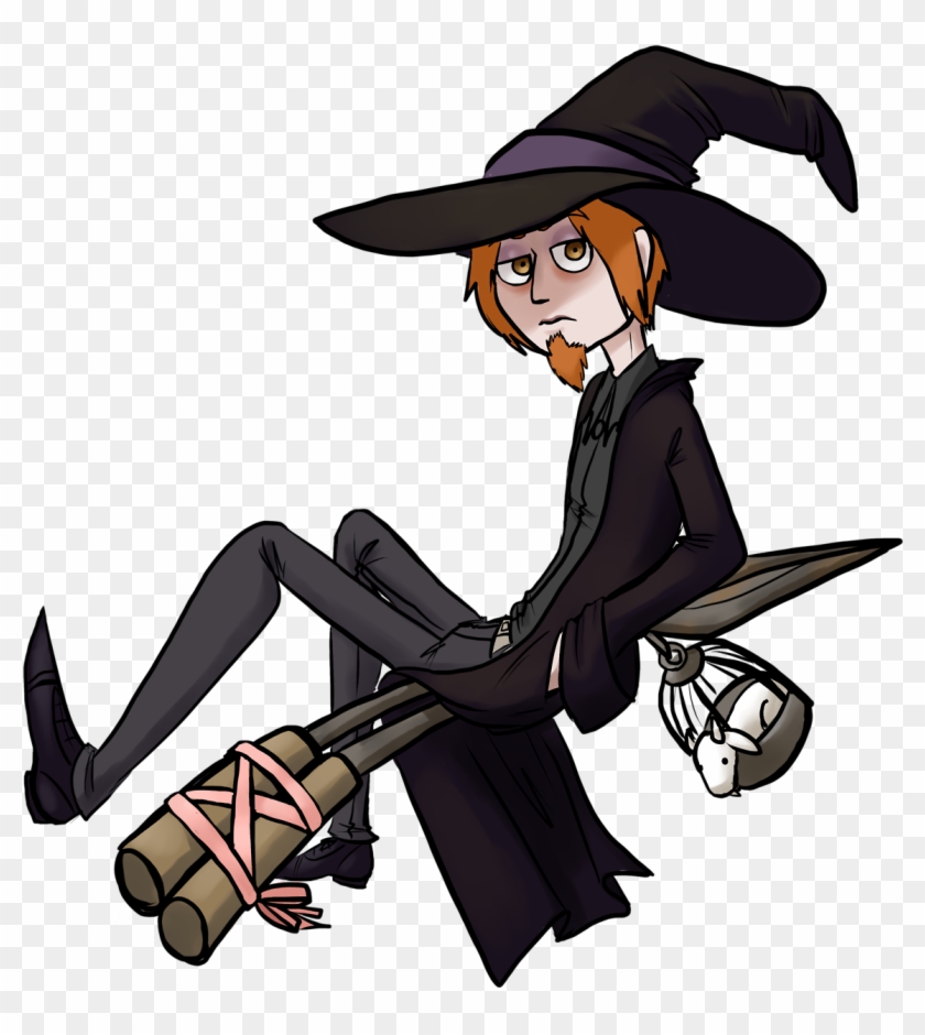 Clipart Broom Drawing Doodle - Warlock On A Broom #1365445