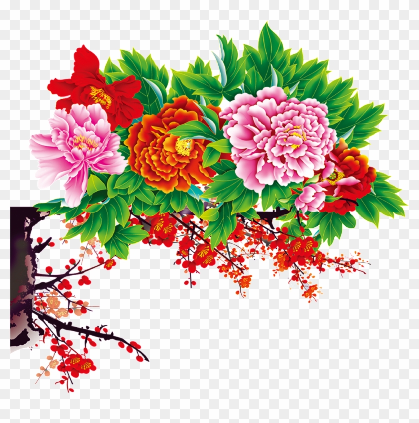 Ink Painting Peony Chinese Style - Flowers Psd Files Free Download #1365508