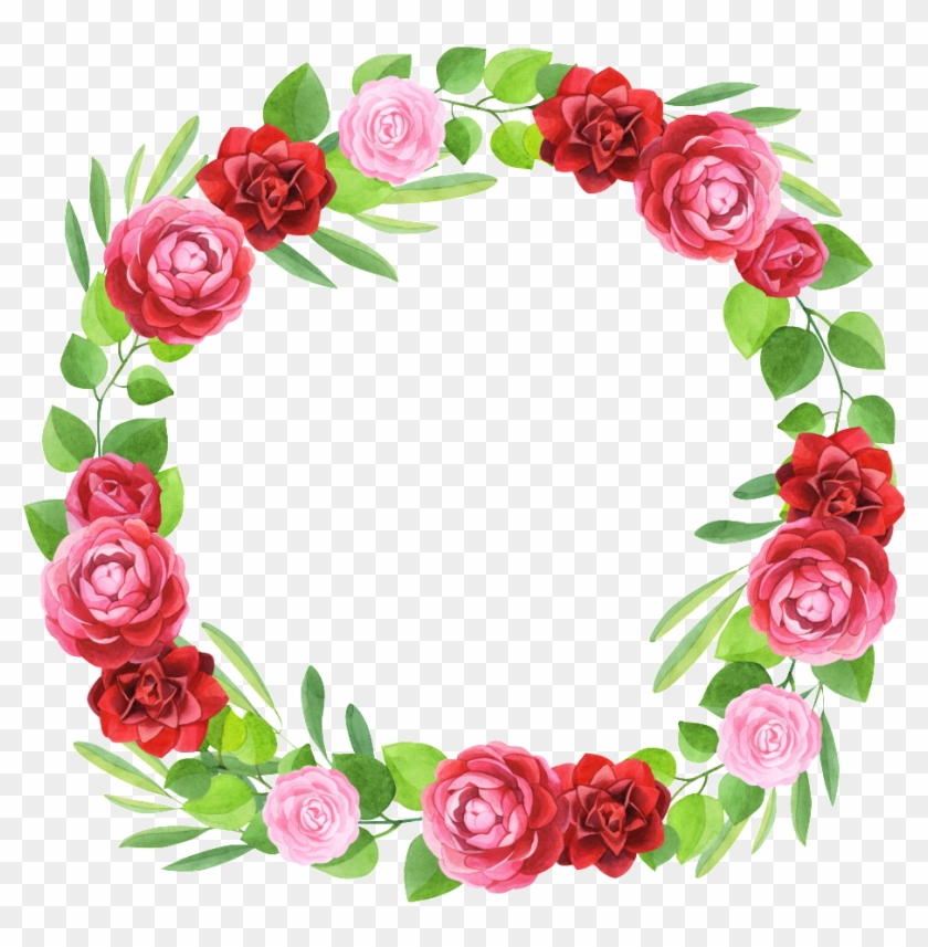 Hand Painted Three Colors Of Flowers Garland Png Transparent - Flower #1365627