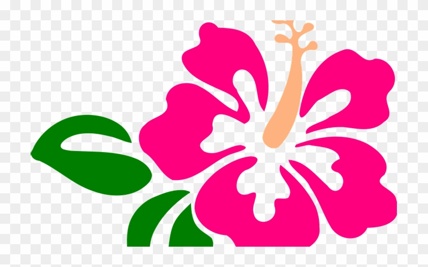 Hawaiian Flower Clipart With Green Leafs - Hibiscus Clip Art #1365643