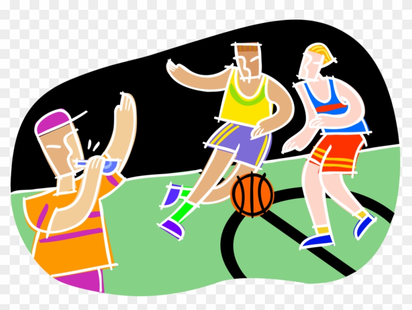 Vector Illustration Of Referee Blows Whistle For Foul - Basketball Game Illustration Free #1365861