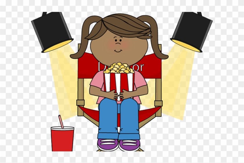 Director Chair Clipart - Kids Eating Popcorn Clipart #1366130
