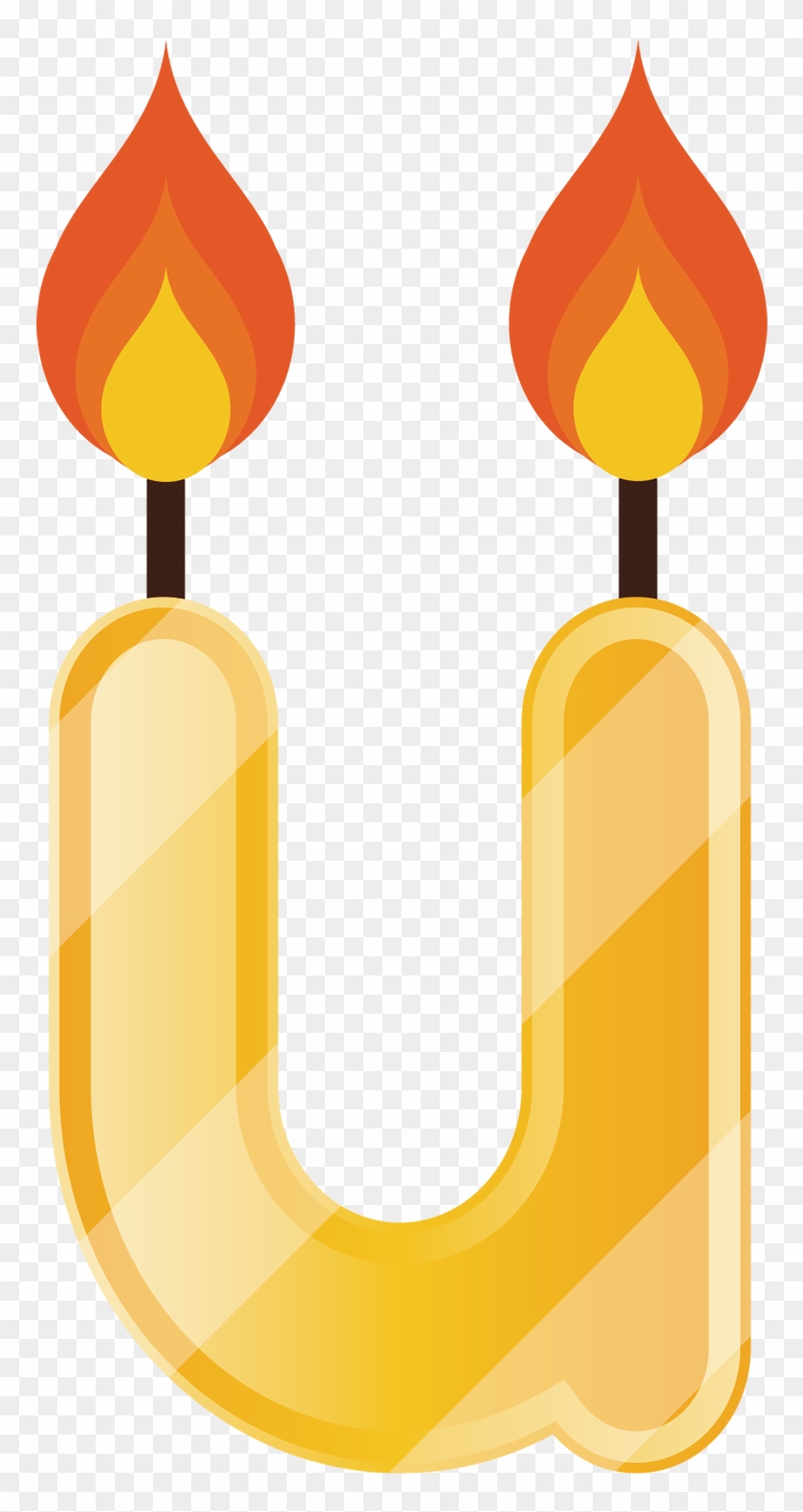 Letter Hand Painted U Clip Art Transparent Library - เทียน การ์ตูน #1366290