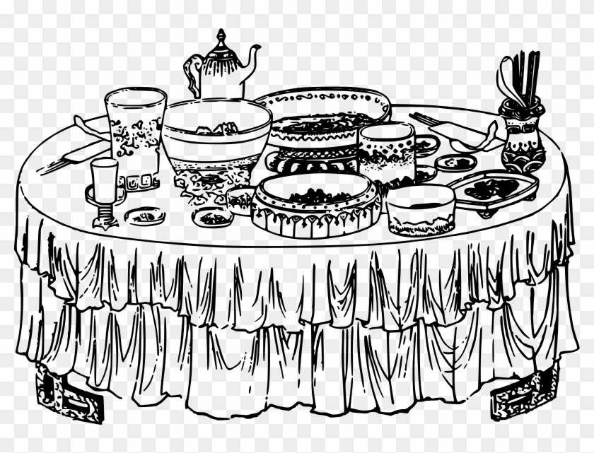 Collection Of Table Drawing High Quality - Food On Table Drawing #1366663