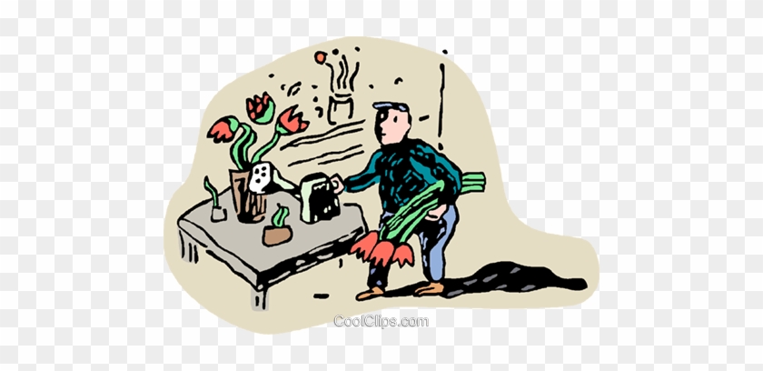 Gardener Watering His Plants Royalty Free Vector Clip - Illustration #1367244