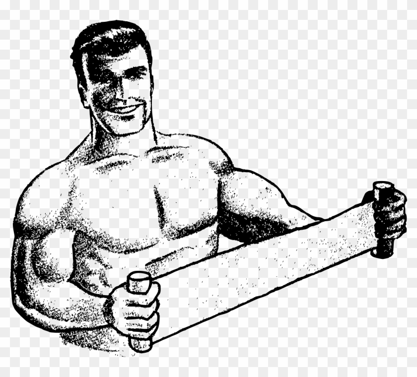 Medium Image - Muscle Man White & Black Clipart #1367611