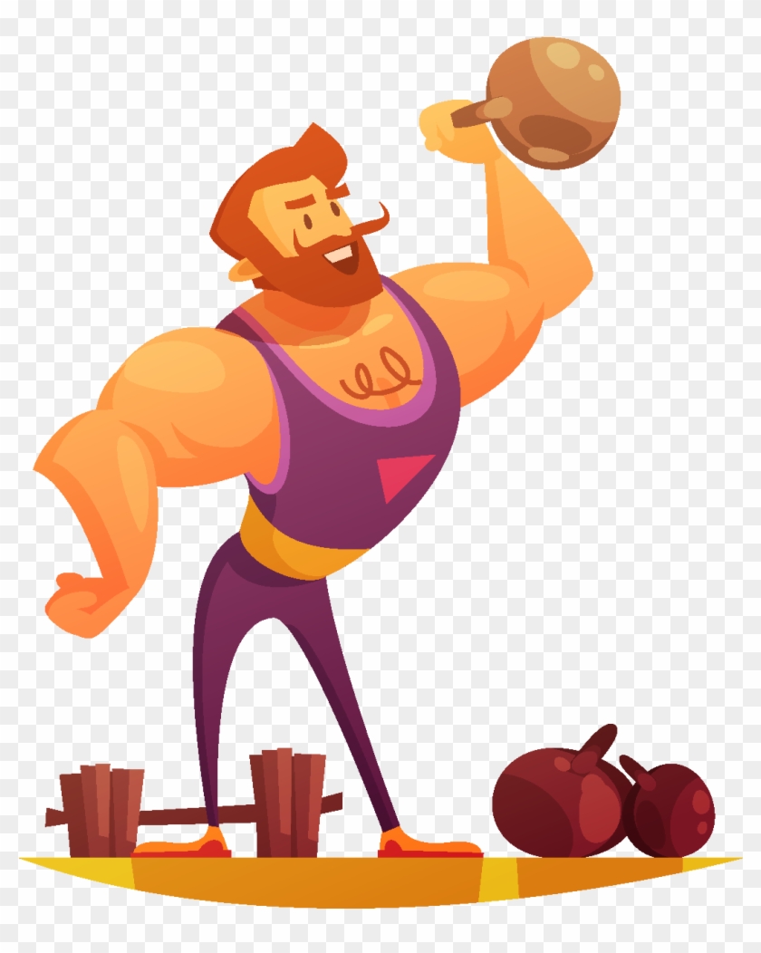 Hand Drawn Strong Man Weightlifting Elements - Афіша Цирк Силач #1367621