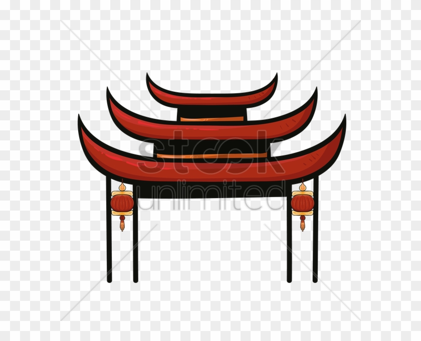 Pagoda Clipart Entrance Gate - Chinese Temple Cartoon Png #1368292