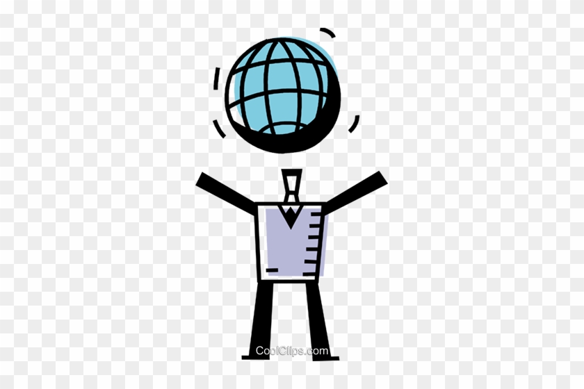 Businessman With A Globe Above His Head Royalty Free - Illustration #1368334
