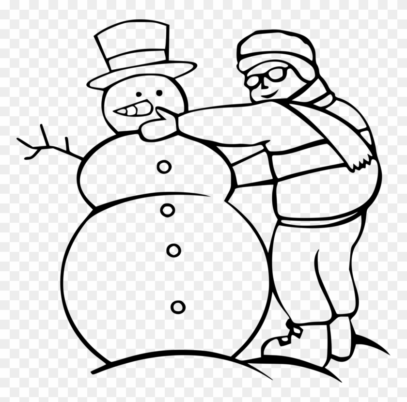 Snowman Black And White Drawing Coloring Book Line - Make A Snowman Clipart Black And White #1369521