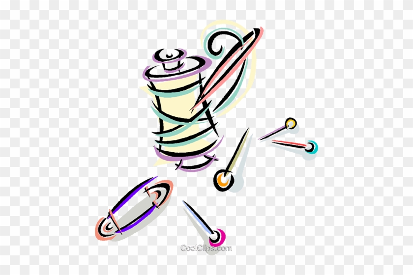 Thread And Assorted Pins Royalty Free Vector Clip Art - Sewing Needle #1369761