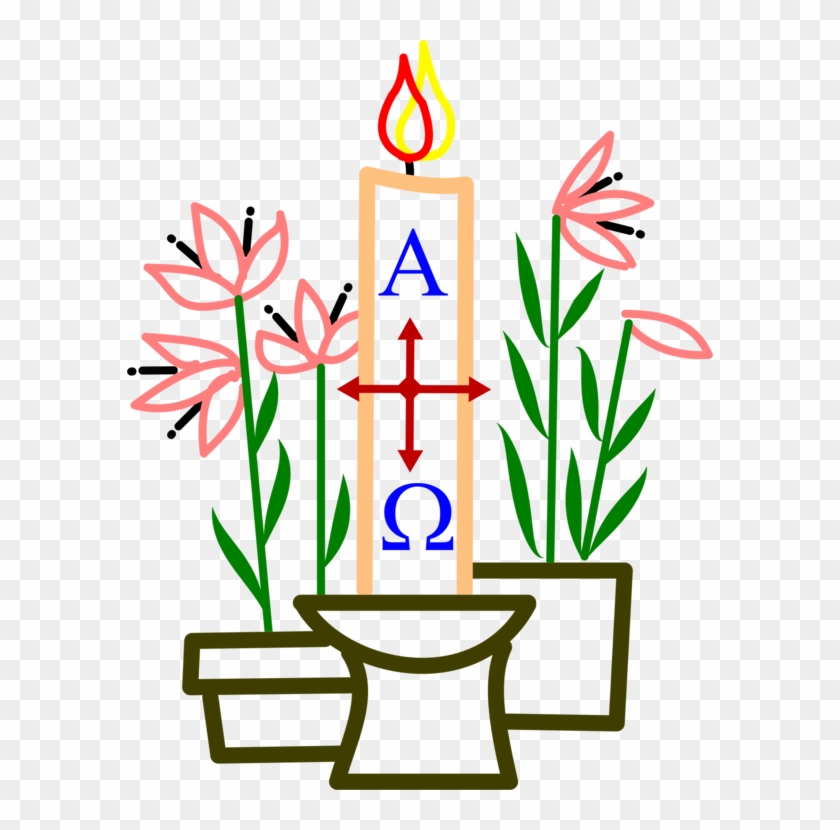Paschal Candle Easter Baptism Church Service Free Commercial - Clip Art Paschal Candle #1370659