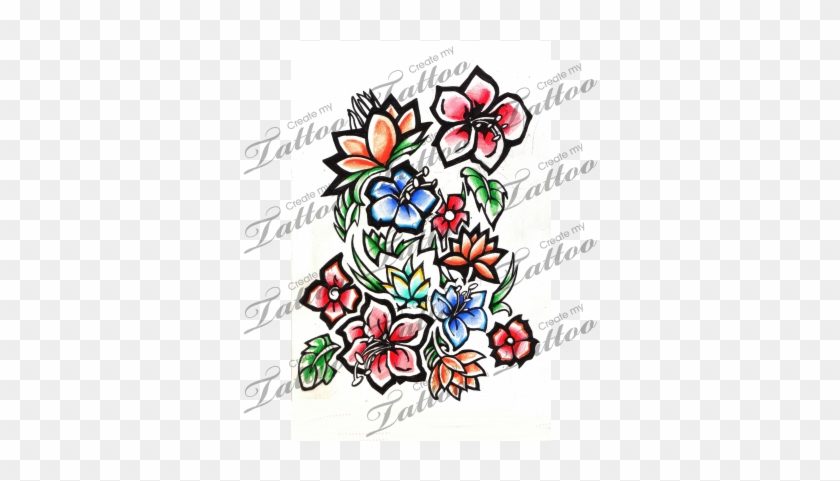 Marketplace Tattoo Tropical Flower / Floral Arrangement - Scorpion King Tattoo #1371444